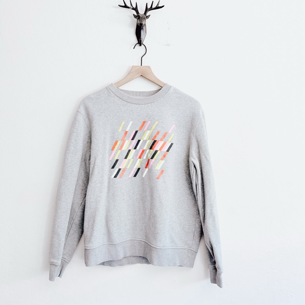 Everlane Men’s Gray Multi-color Graphic Crewneck Sweatshirt Size Medium